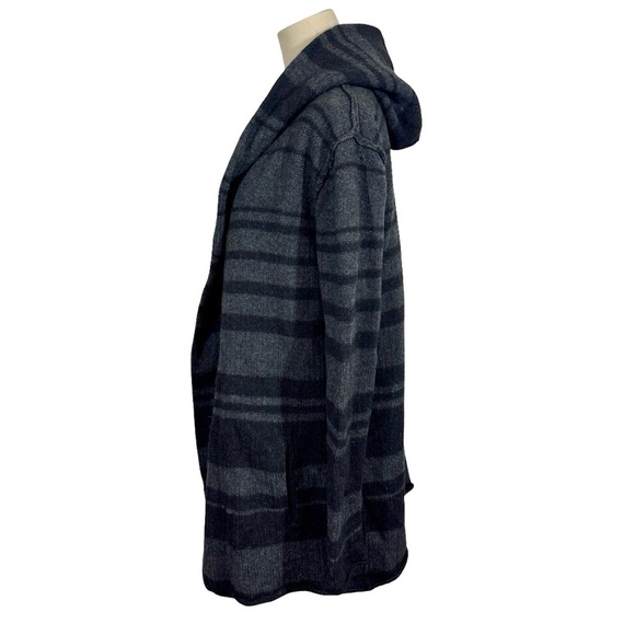 Vince Sophie Variegated Stripe Hooded Yak Wool Blanket Cardigan - Picture 2 of 9